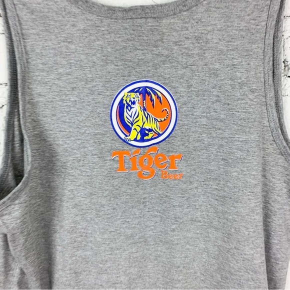 Vintage Tiger Beer Sleeveless Grey Tank Tee Screen by Wasana Large - Picture 6 of 6